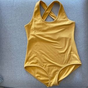 ARQ Bodysuit Leotard, Buttercup Yellow, 2X, EUC